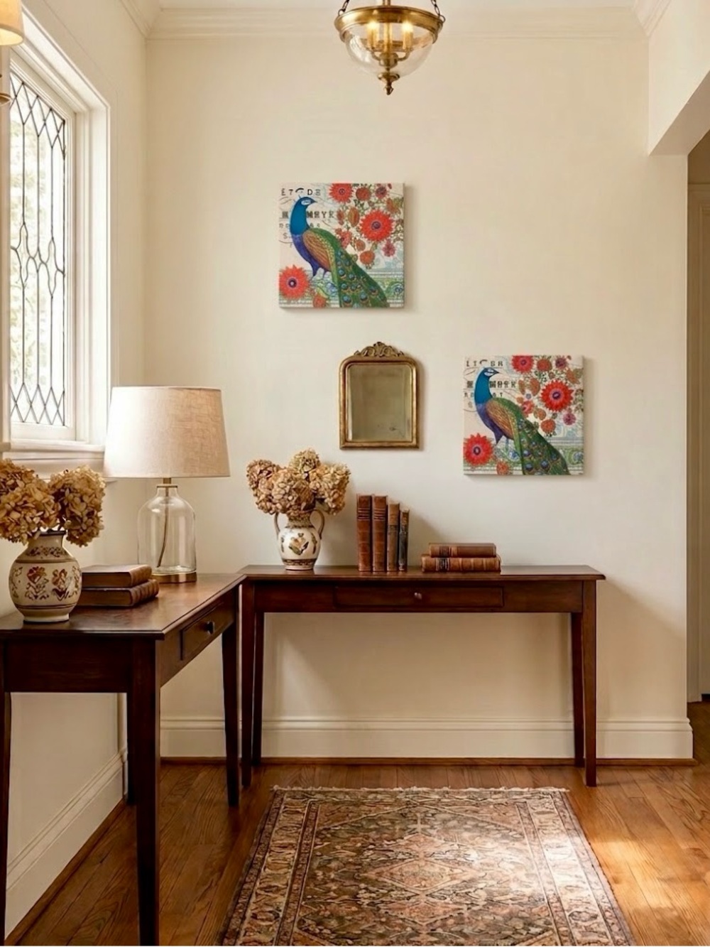 Set of 2 Wall Canvas Art Home Decor “Vintage Peacock II"